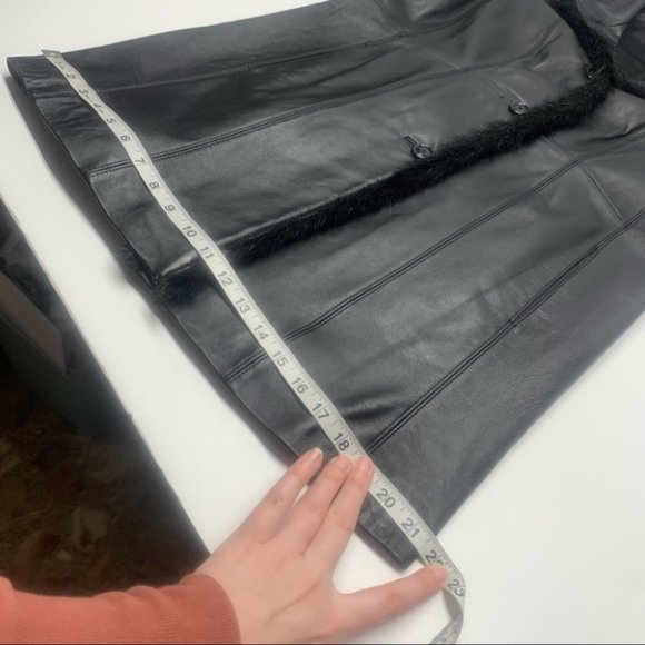 . Centrigrade Outerwear Leather Jacket Faux Fur Trim Black - Picture 8 of 14